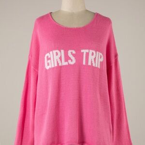 GIRLS TRIP LIGHTWEIGHT SWEATER - HOT PINK